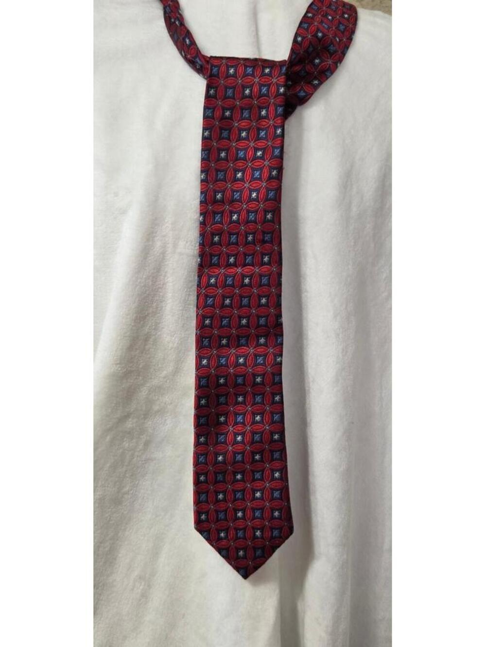 Nordstrom Men's Red Blue Geometric Silk Necktie Classic Width